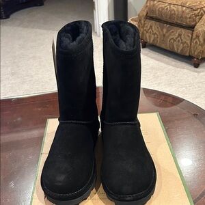 BearPaw Black Suede Elie Short Vegan Boot